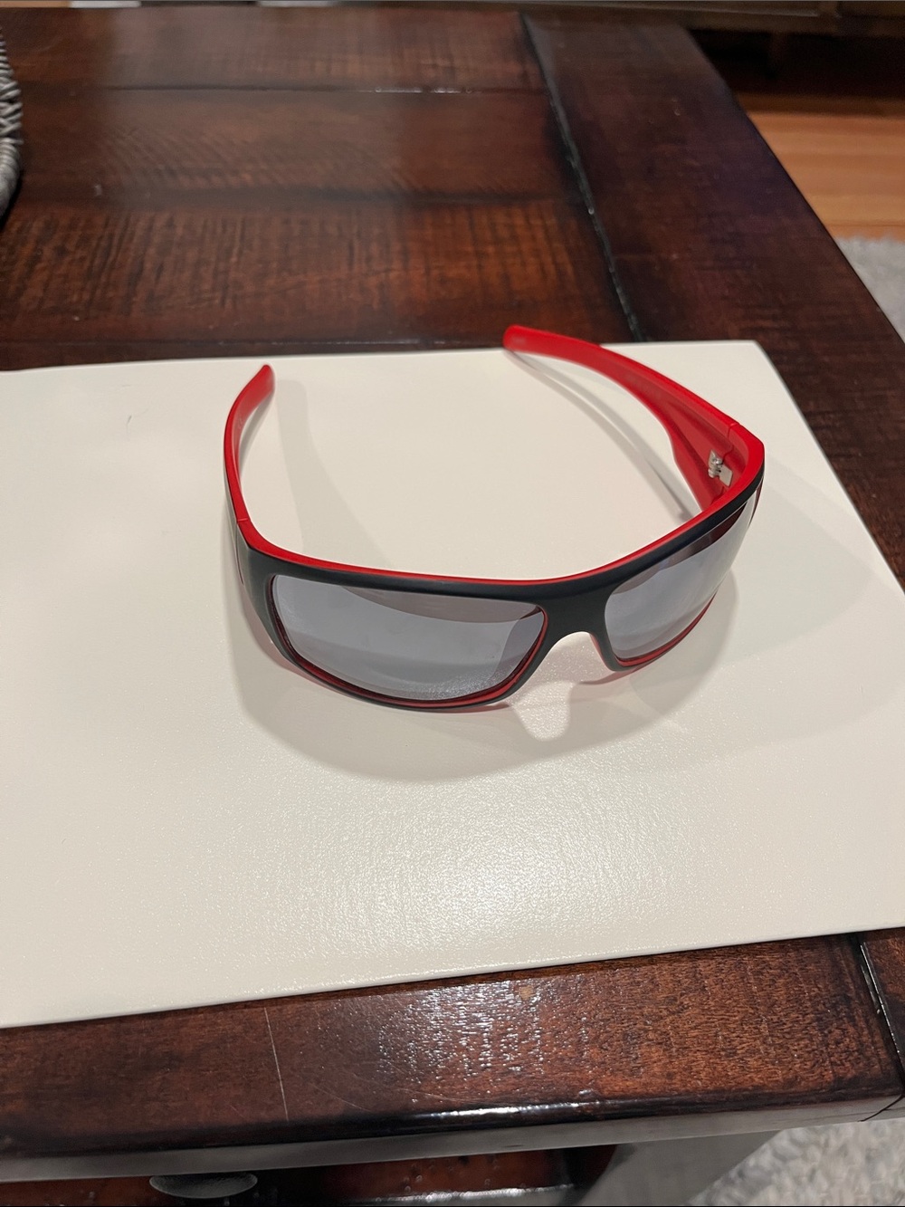 Champion Black Front with Red Temples Wrap Sunglasses